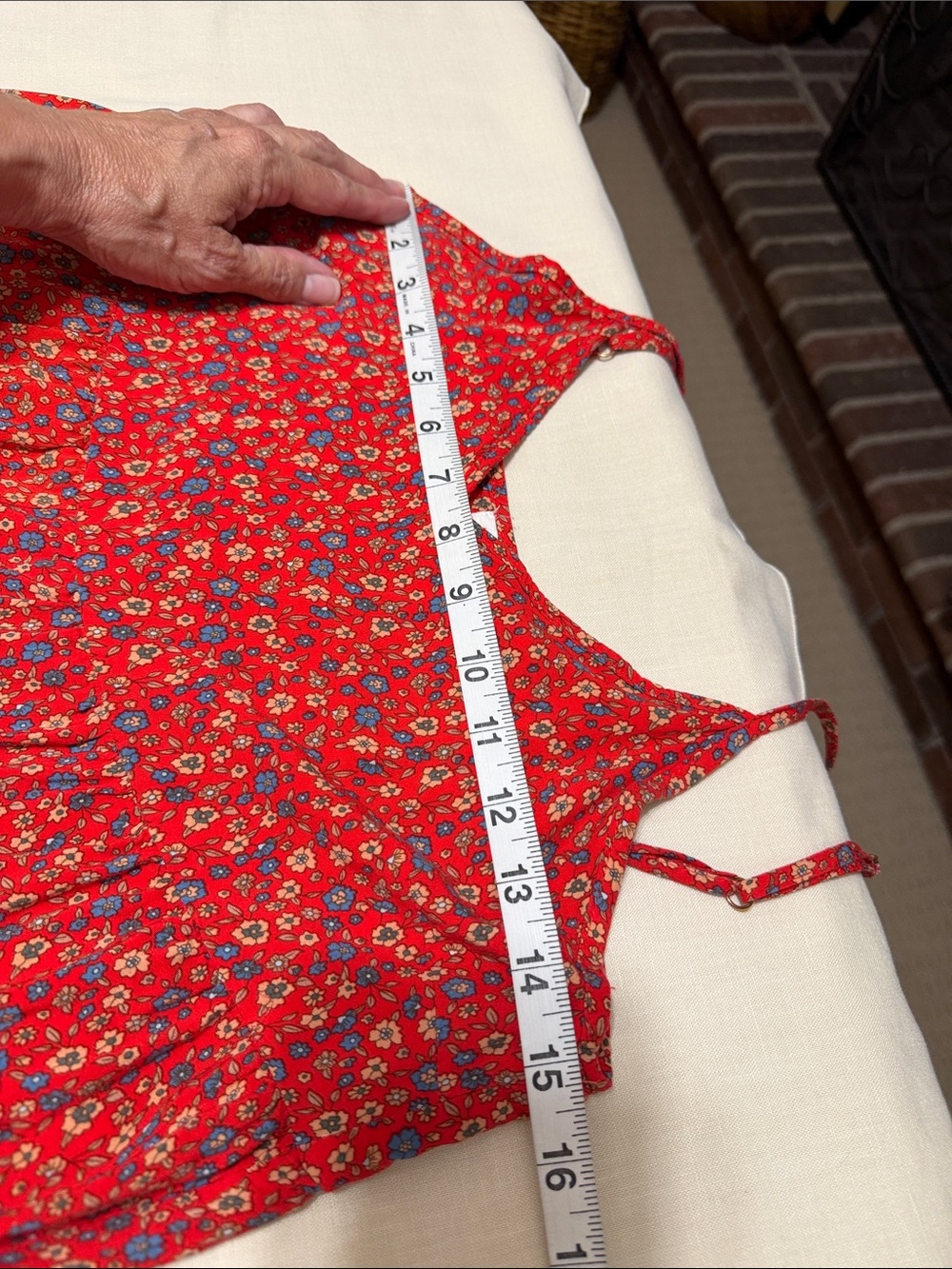 NATURAL LIFE Red & Blue Floral Wide-Leg Spaghetti-Strap Boho Jumpsuit, Size S. - Picture 11 of 14